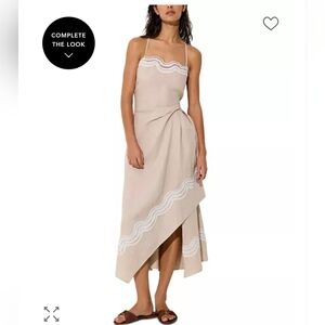 Reiss Akla Wave Trim Linen Dress 2 $365
